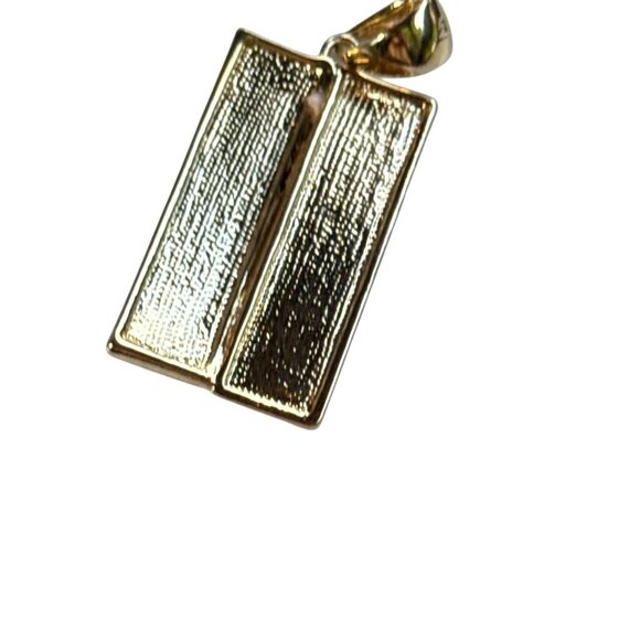 Modern Gold Textured Rectangle Pendant Geometric Design Unisex Minimalist - Picture 8 of 16